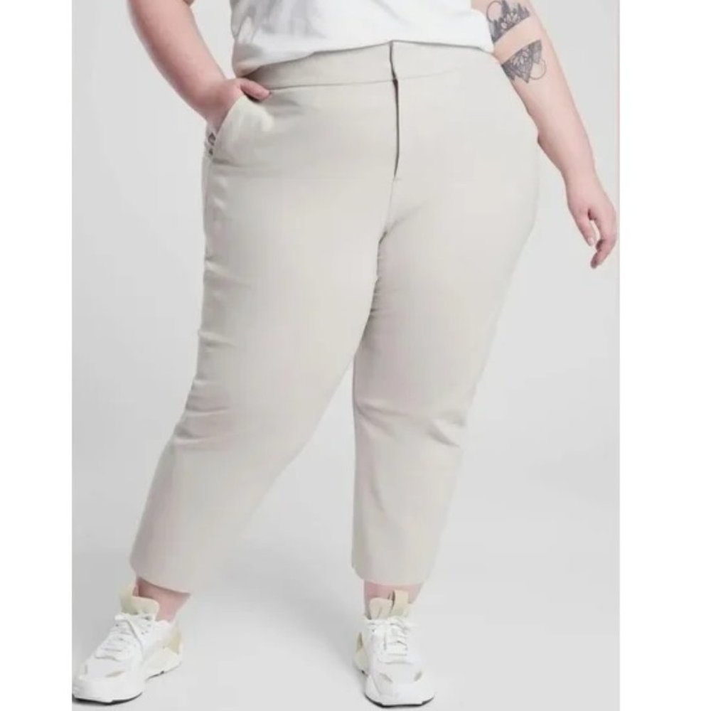 NWT Athleta Beige Stellar Straight Cropped Trouser Pants Plus Size 26